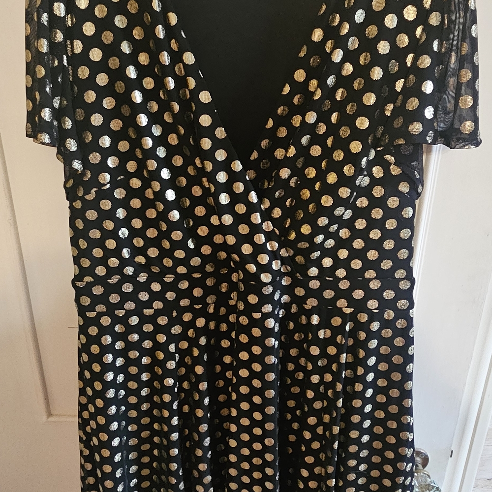 Torrid Black and Gold Polka Dot Midi Dress